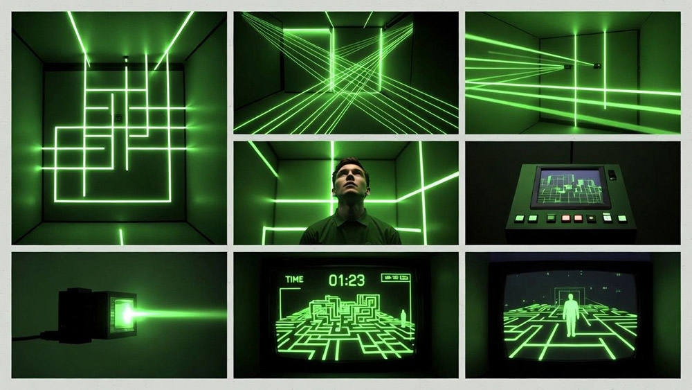 Коллаж - лазерный лабиринт